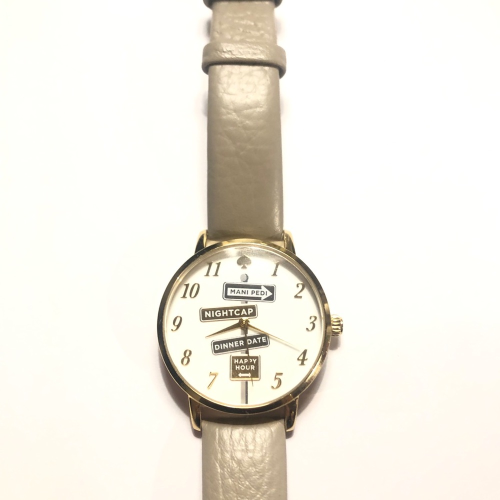 Kate Spade Sign Post Metro Series Real Leather Wristband 34mm Round Watch - Picture 3 of 11